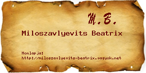 Miloszavlyevits Beatrix névjegykártya